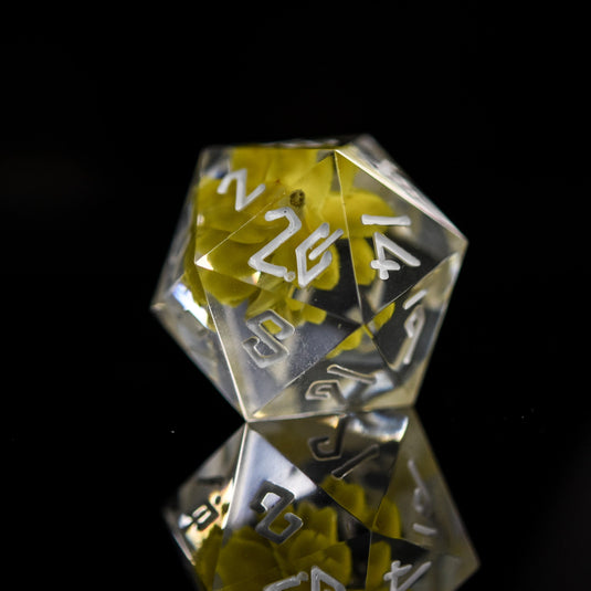 Amber Lotus Sharp-Edged Resin Dice Set