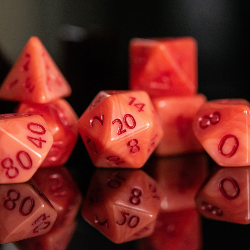 Load image into Gallery viewer, Strawberry Sherbet Acrylic Dice Set
