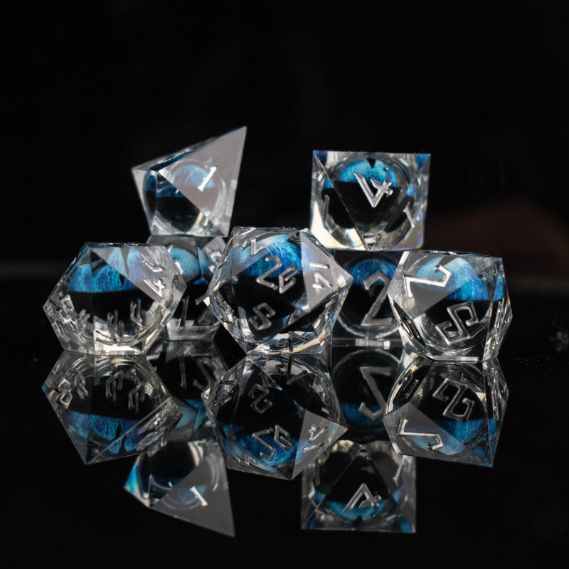 Load image into Gallery viewer, Legacy of Blue Eyes Liquid Core Dice Set - Silver
