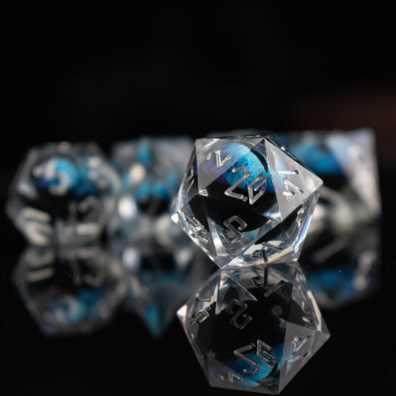 Load image into Gallery viewer, Legacy of Blue Eyes Liquid Core Dice Set - Silver
