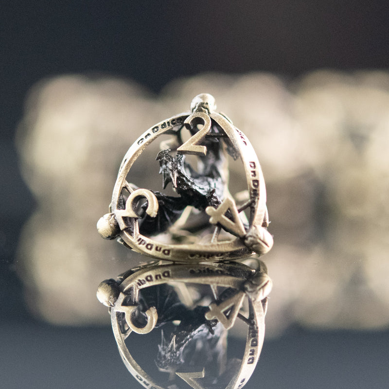 Load image into Gallery viewer, Draco Immortui Hollow Metal Dice Set - Champagne Gold
