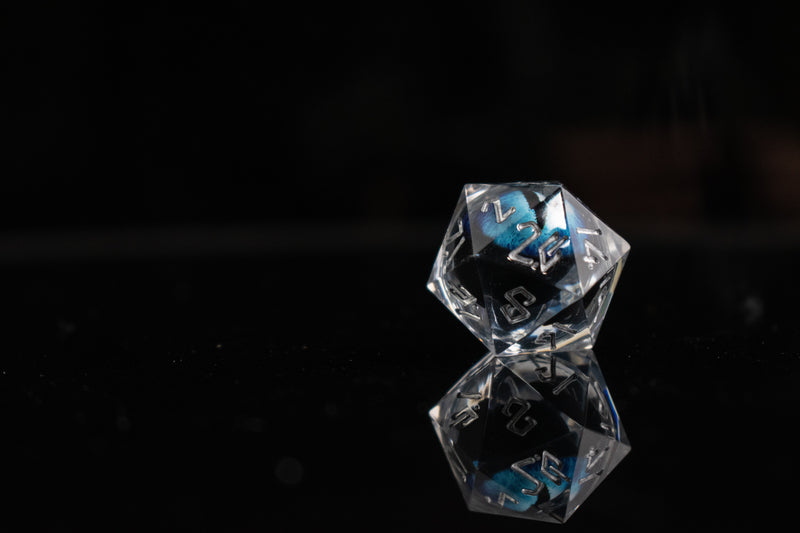 Load image into Gallery viewer, Legacy of Blue Eyes Liquid Core Dice Set - Silver
