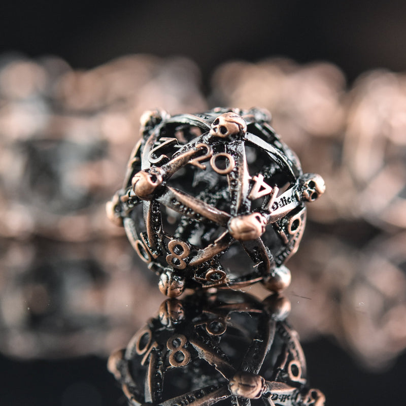 Load image into Gallery viewer, Draco Immortui Hollow Metal Dice Set - Bronze

