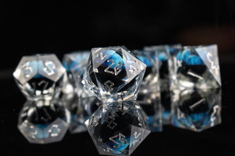 Load image into Gallery viewer, Legacy of Blue Eyes Liquid Core Dice Set - Silver

