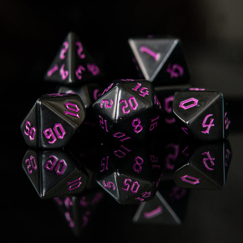 Load image into Gallery viewer, Dark Cathedral Purple Acrylic Dice Set
