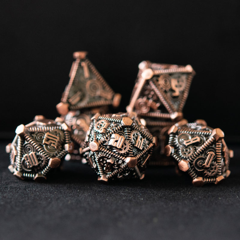 Load image into Gallery viewer, Bronze - Weird West Wasteland Metal Dice Set
