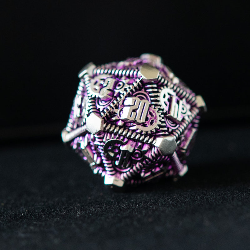 Load image into Gallery viewer, Purple and Silver - Weird West Wasteland Metal Dice Set
