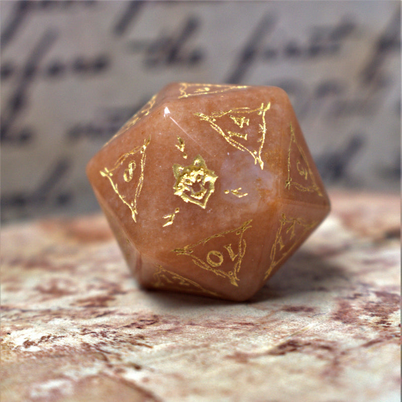 Load image into Gallery viewer, Fangs of Winter Red Aventurine Stone Dice Set
