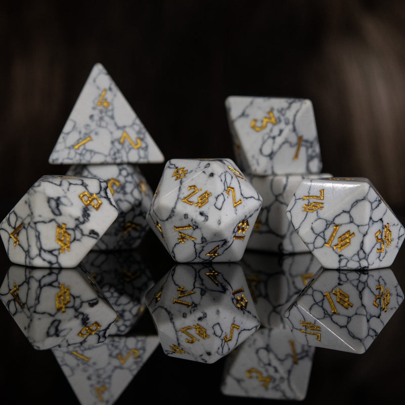 Load image into Gallery viewer, White Howlite Stone Dice Set
