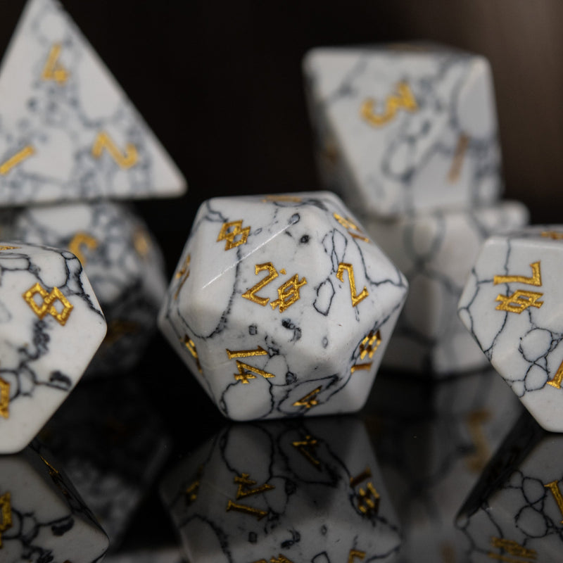Load image into Gallery viewer, White Howlite Stone Dice Set
