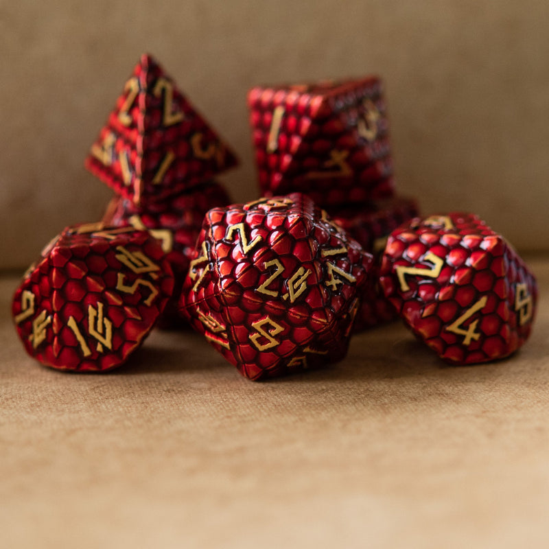 Load image into Gallery viewer, Red Dragon&#39;s Egg Metal Dice Set
