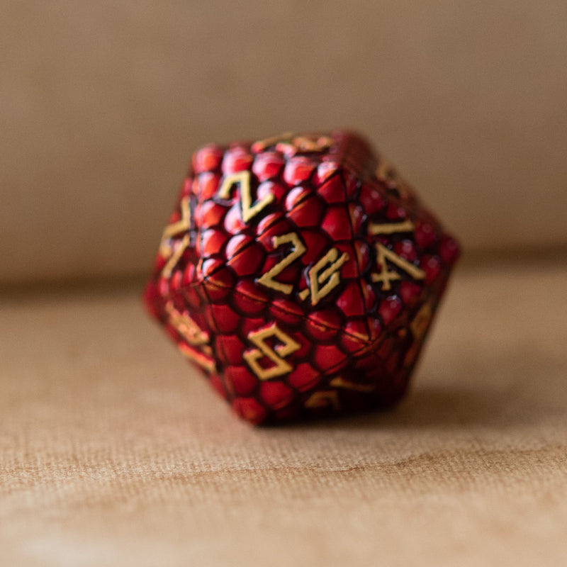 Load image into Gallery viewer, Red Dragon&#39;s Egg Metal Dice Set
