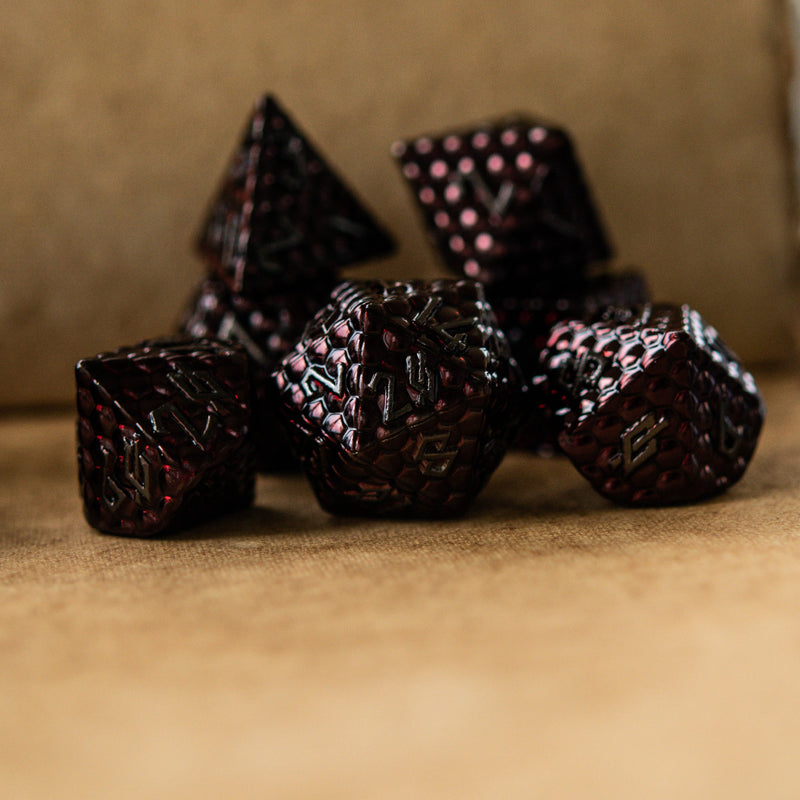 Load image into Gallery viewer, Blood Red Dragon&#39;s Egg Metal Dice Set
