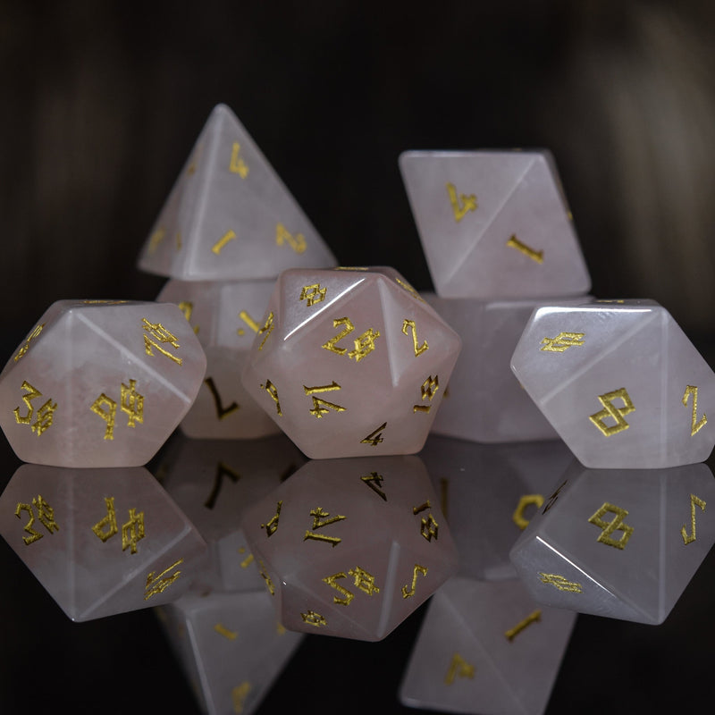 Load image into Gallery viewer, Rose Quartz Stone Dice Set
