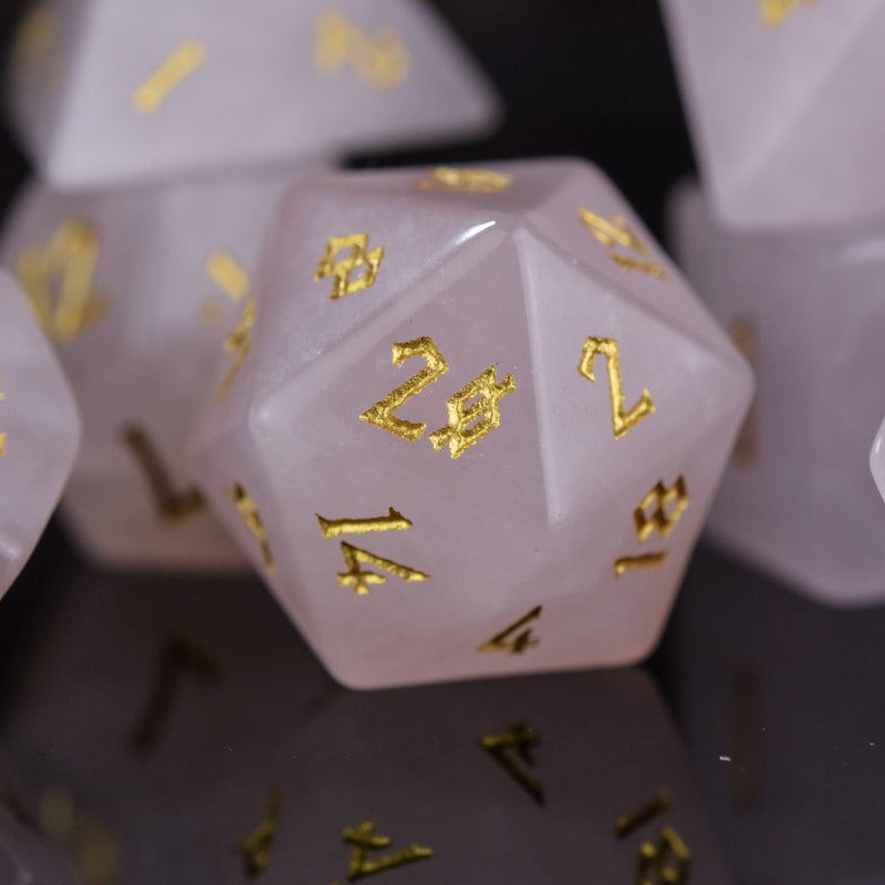 Load image into Gallery viewer, Rose Quartz Stone Dice Set
