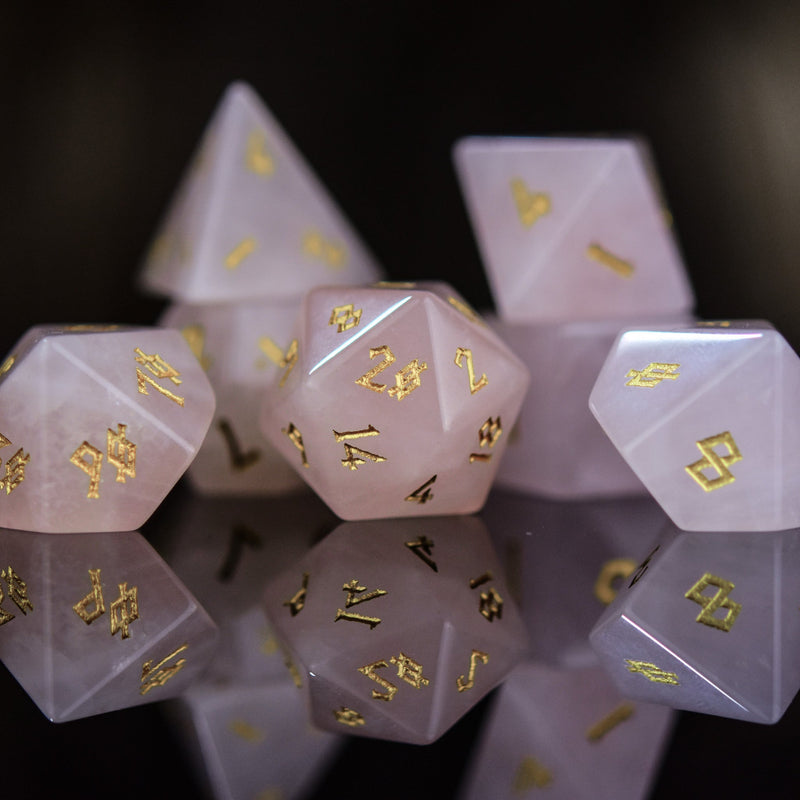 Load image into Gallery viewer, Rose Quartz Stone Dice Set
