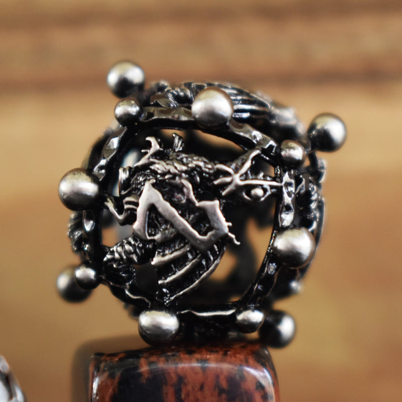 Load image into Gallery viewer, Orb of the Dragon Hollow Metal Dice Set - Silver
