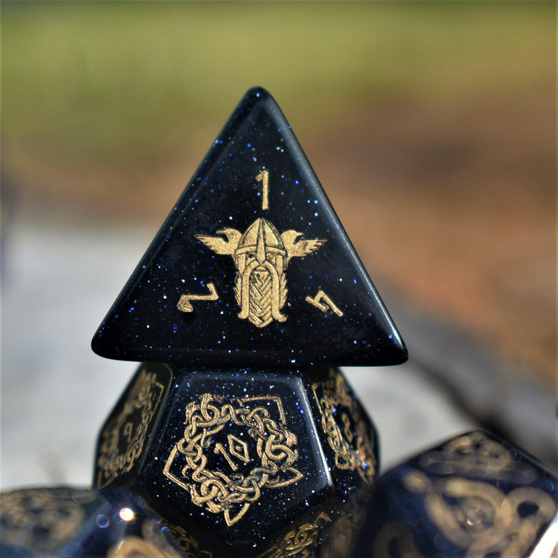 Load image into Gallery viewer, Serpent of Midgard Blue Sandstone Dice Set
