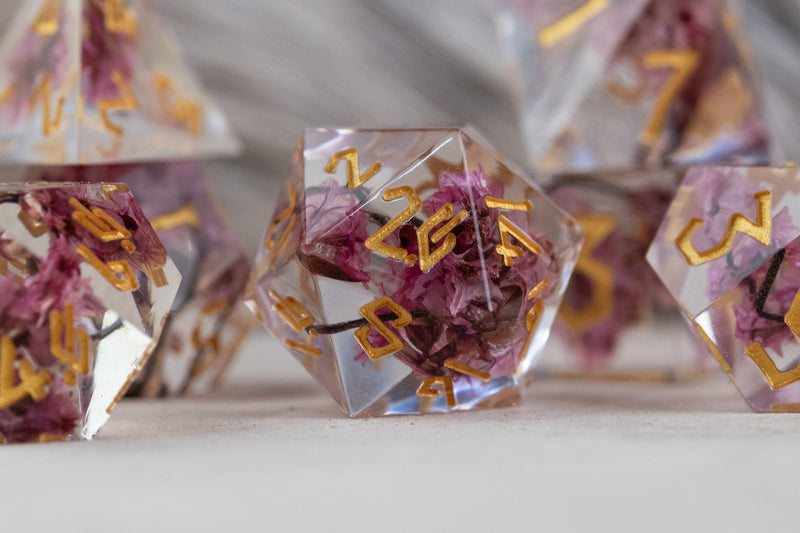 Load image into Gallery viewer, Wither and Bloom Sharp-Edged Resin Dice Set
