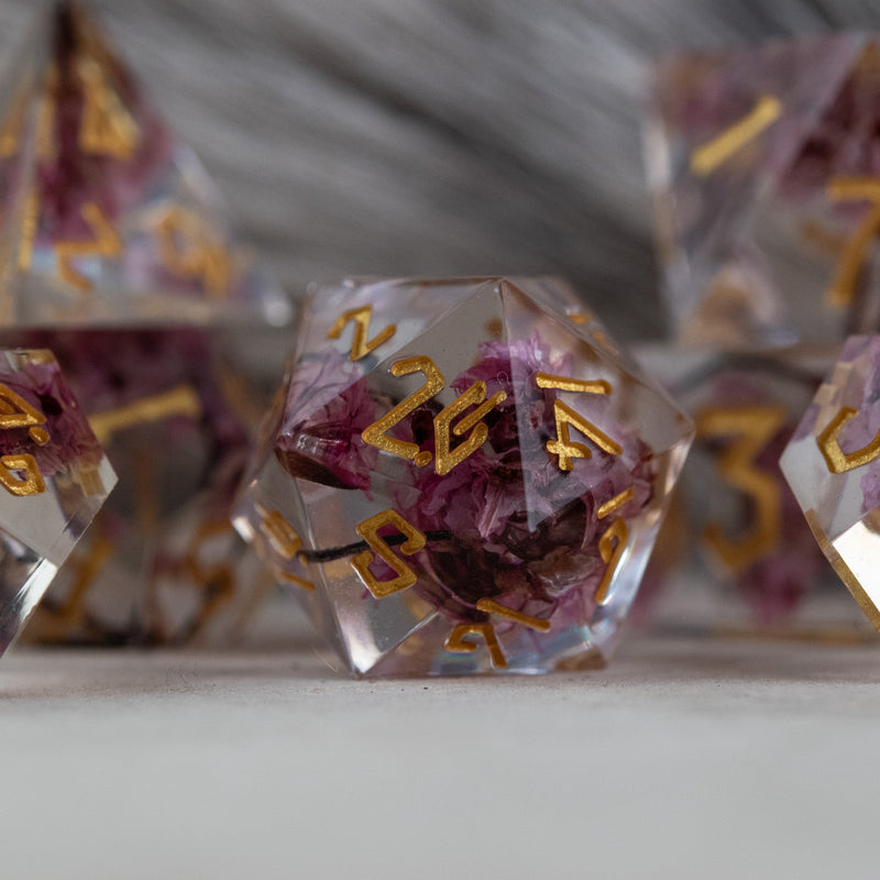 Load image into Gallery viewer, Wither and Bloom Sharp-Edged Resin Dice Set
