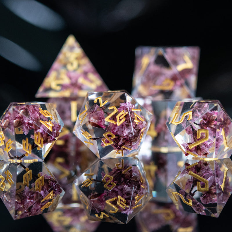 Load image into Gallery viewer, Wither and Bloom Sharp-Edged Resin Dice Set
