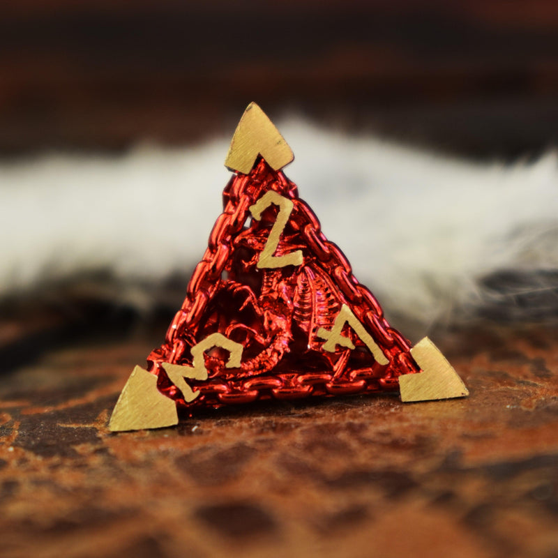 Load image into Gallery viewer, Dragon&#39;s Lair Hollow Metal Dice Set - Red
