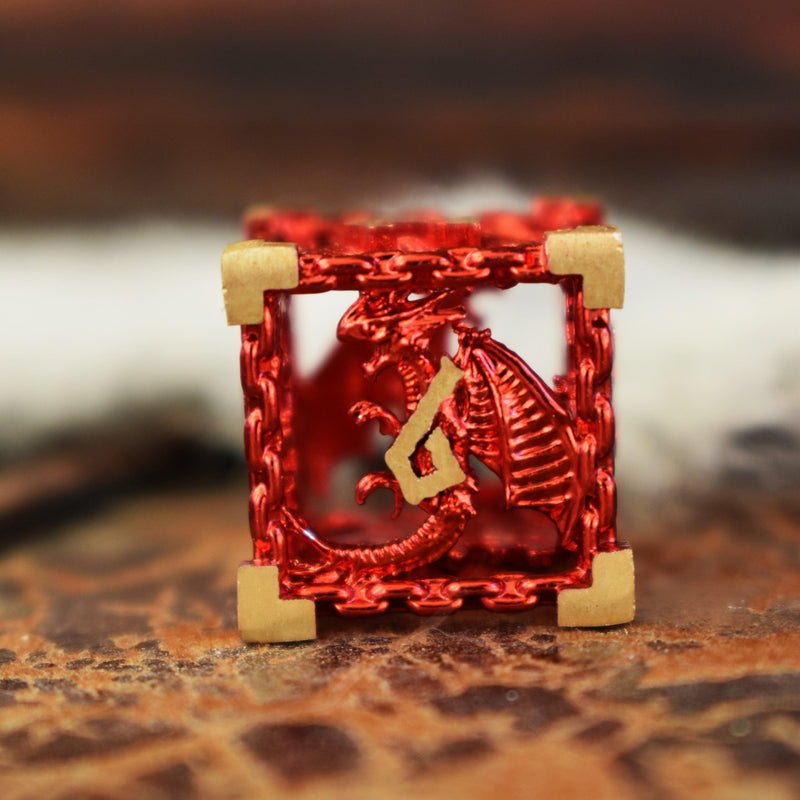 Load image into Gallery viewer, Dragon&#39;s Lair Hollow Metal Dice Set - Red
