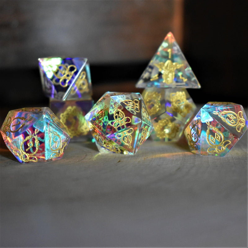 Load image into Gallery viewer, Serpent of Midgard Prism Glass Dice Set

