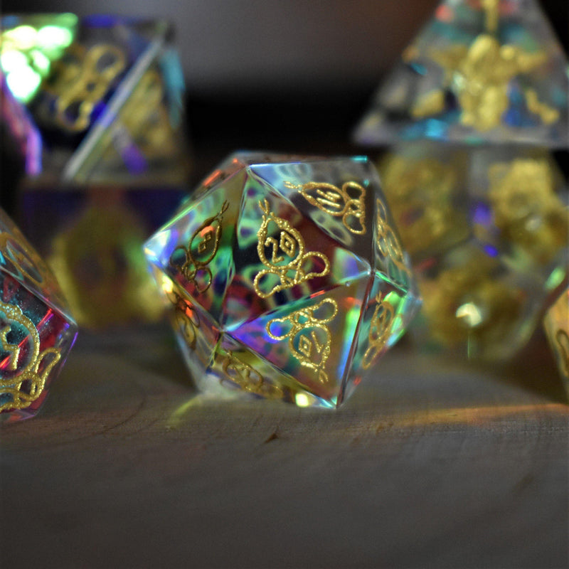 Load image into Gallery viewer, Serpent of Midgard Prism Glass Dice Set
