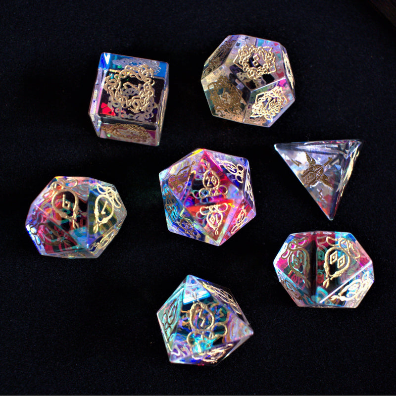 Load image into Gallery viewer, Serpent of Midgard Prism Glass Dice Set

