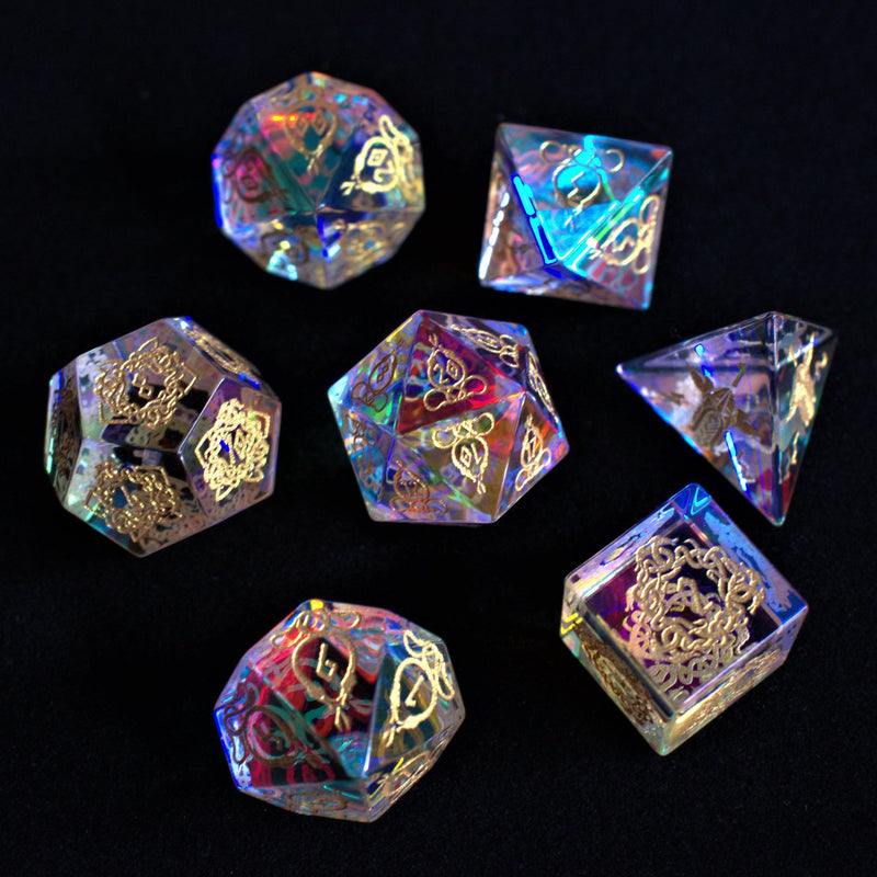 Load image into Gallery viewer, Serpent of Midgard Prism Glass Dice Set
