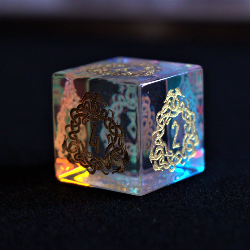 Load image into Gallery viewer, Serpent of Midgard Prism Glass Dice Set
