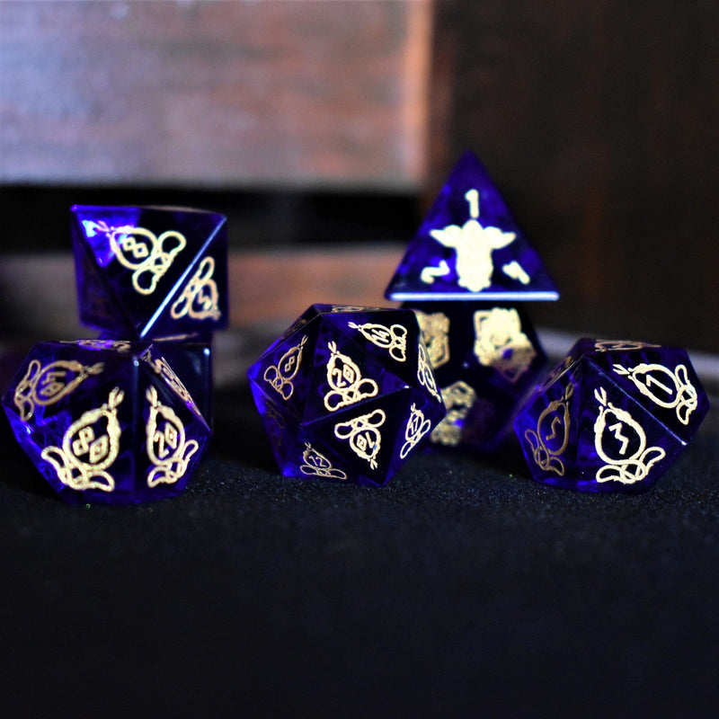 Load image into Gallery viewer, Serpent of Midgard Blue Glass Dice Set
