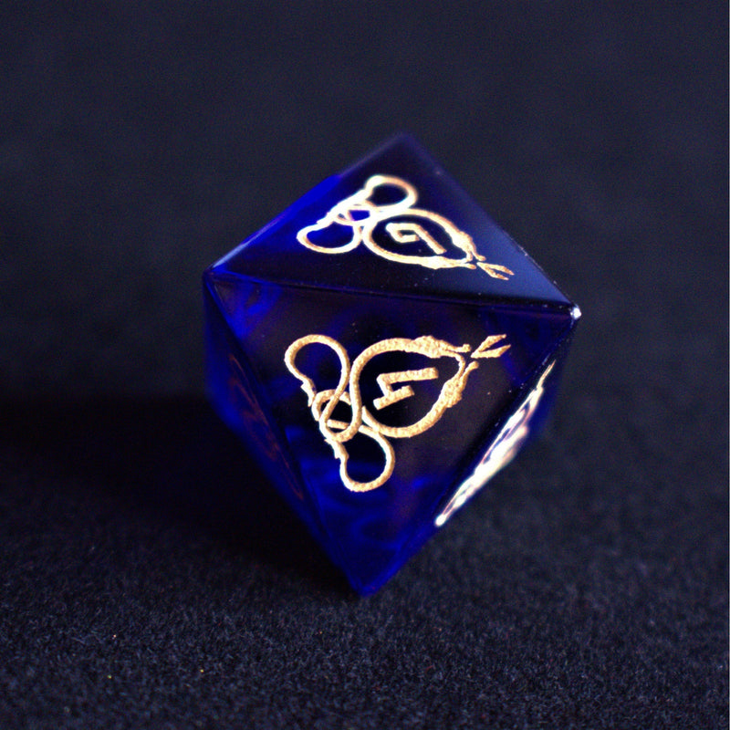 Load image into Gallery viewer, Serpent of Midgard Blue Glass Dice Set
