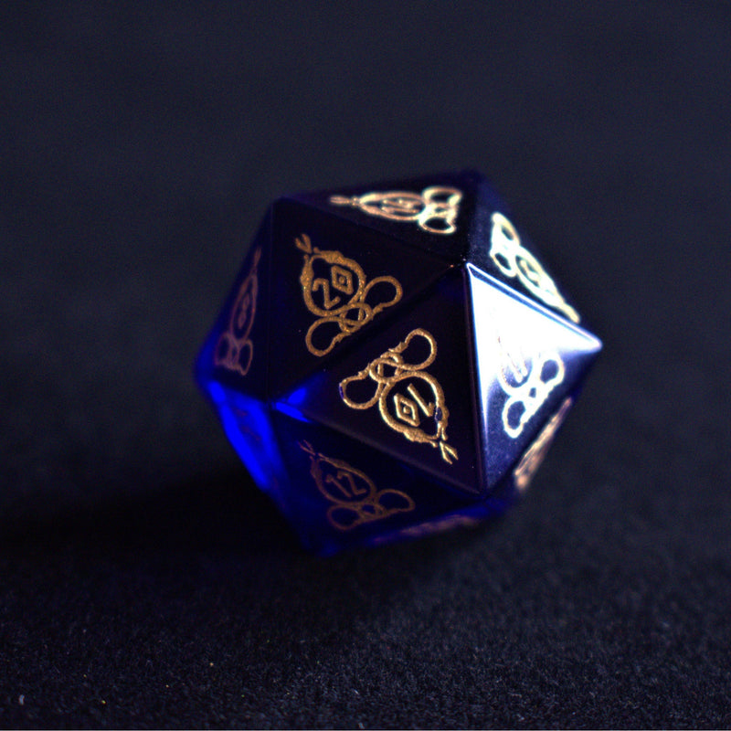 Load image into Gallery viewer, Serpent of Midgard Blue Glass Dice Set
