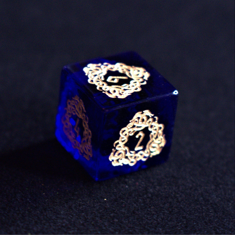 Load image into Gallery viewer, Serpent of Midgard Blue Glass Dice Set
