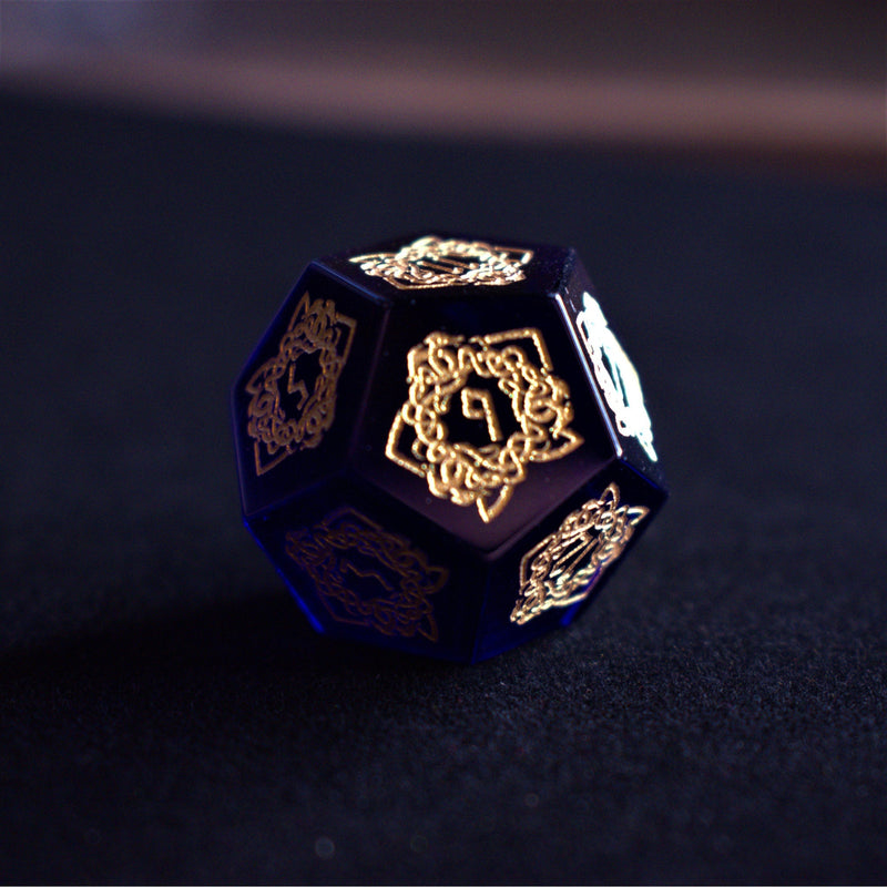 Load image into Gallery viewer, Serpent of Midgard Blue Glass Dice Set
