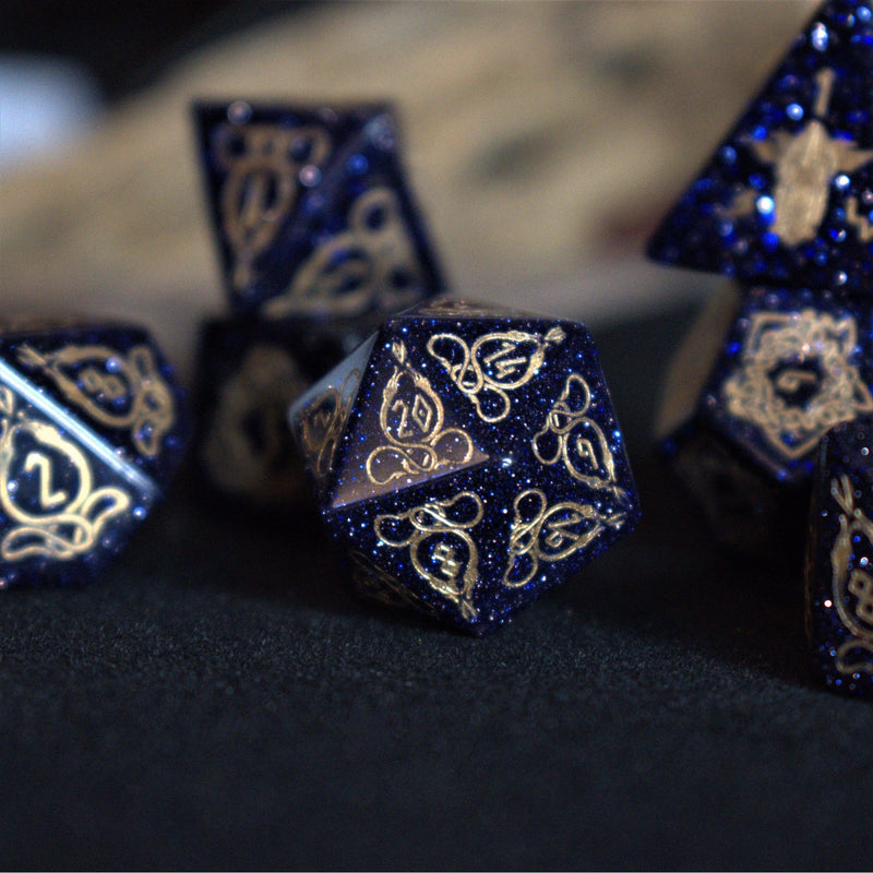 Load image into Gallery viewer, Serpent of Midgard Blue Sandstone Dice Set
