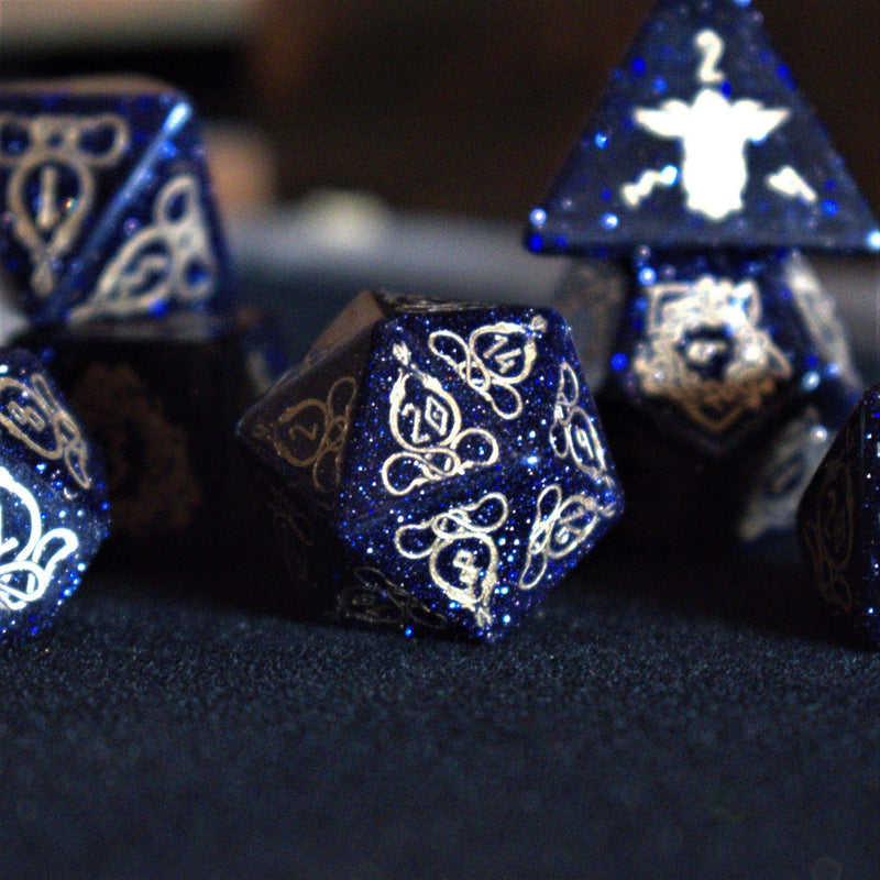 Load image into Gallery viewer, Serpent of Midgard Blue Sandstone Dice Set
