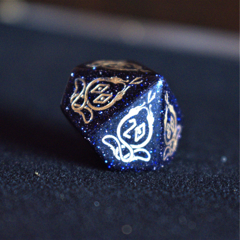 Load image into Gallery viewer, Serpent of Midgard Blue Sandstone Dice Set

