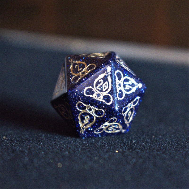Load image into Gallery viewer, Serpent of Midgard Blue Sandstone Dice Set
