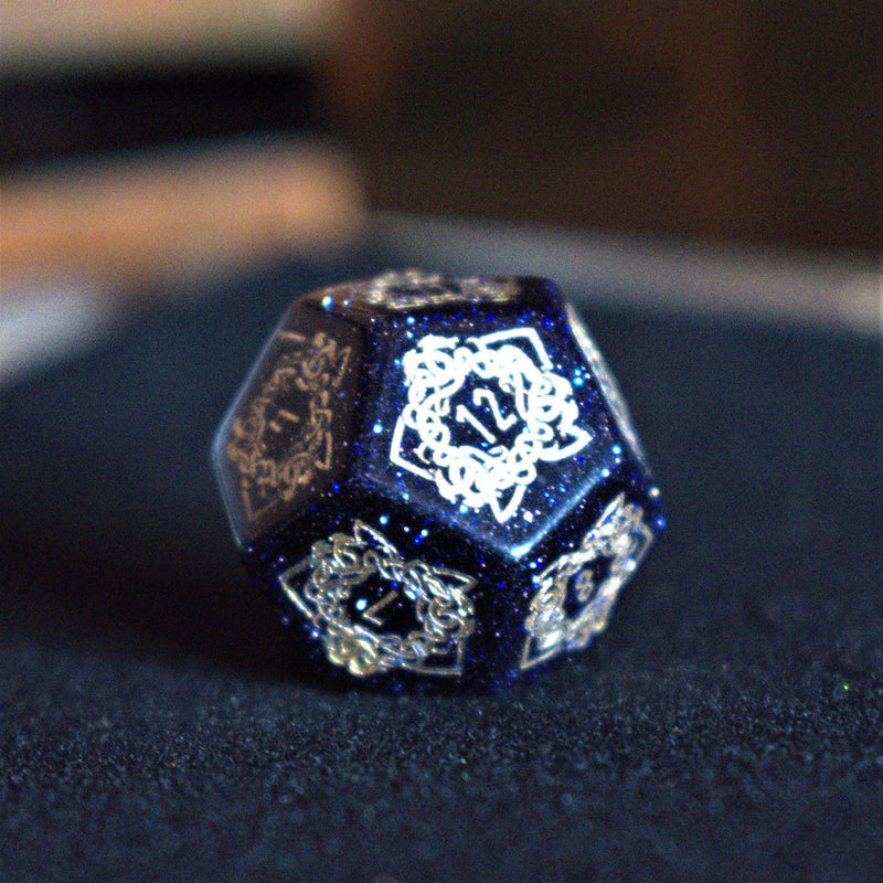 Load image into Gallery viewer, Serpent of Midgard Blue Sandstone Dice Set
