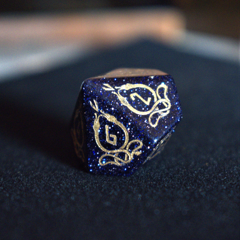Load image into Gallery viewer, Serpent of Midgard Blue Sandstone Dice Set
