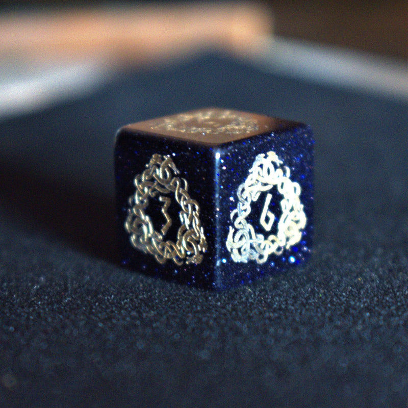 Load image into Gallery viewer, Serpent of Midgard Blue Sandstone Dice Set
