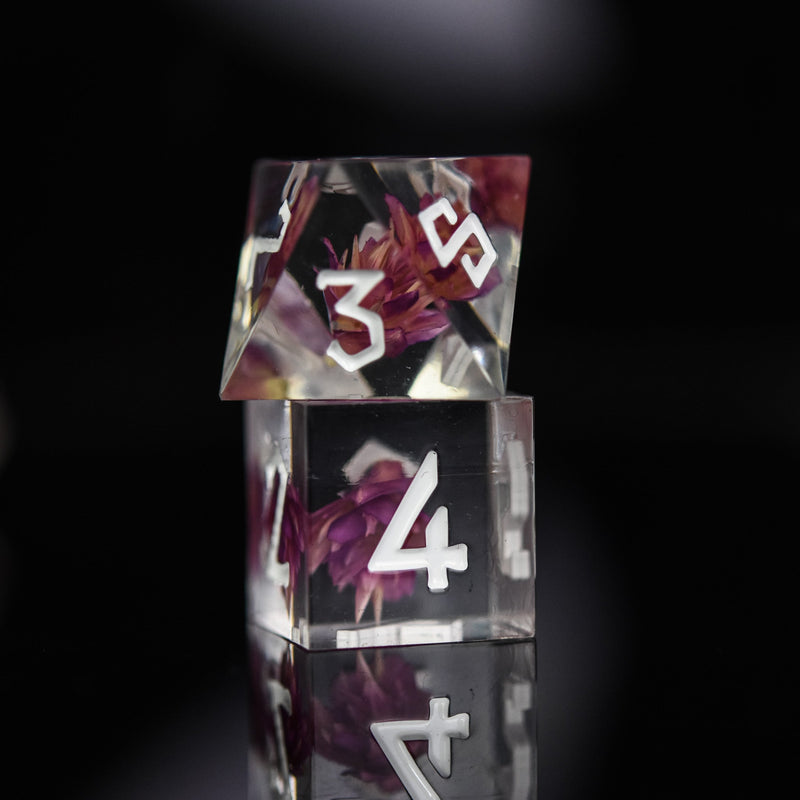 Load image into Gallery viewer, Flower Spirit Sharp-Edged Resin Dice Set
