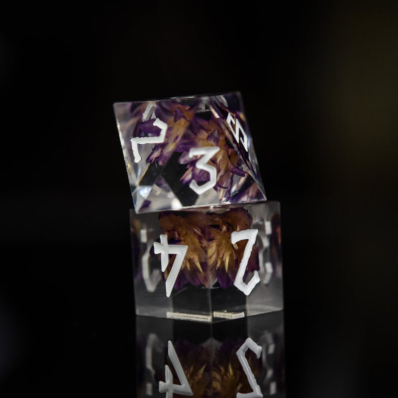 Load image into Gallery viewer, Death Blossom Sharp-Edged Resin Dice Set
