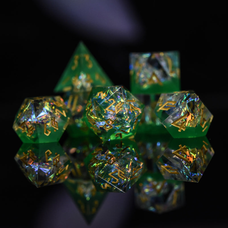 Load image into Gallery viewer, Witch Bolt Sharp-Edged Resin Dice Set
