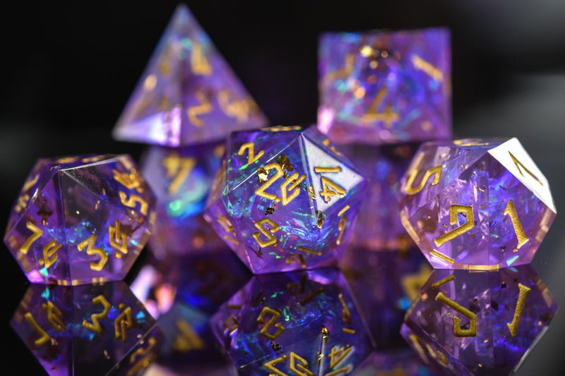 Load image into Gallery viewer, Conjure Celestial Sharp-Edged Resin Dice Set
