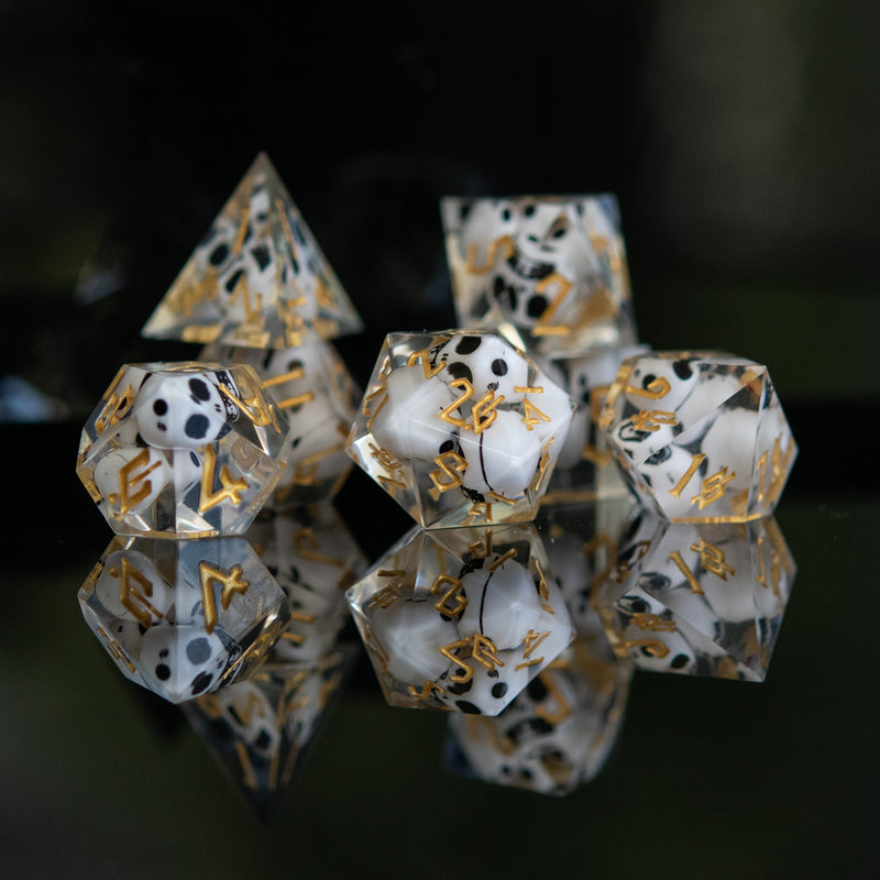 Load image into Gallery viewer, Corpse Gold Sharp-Edged Resin Dice Set
