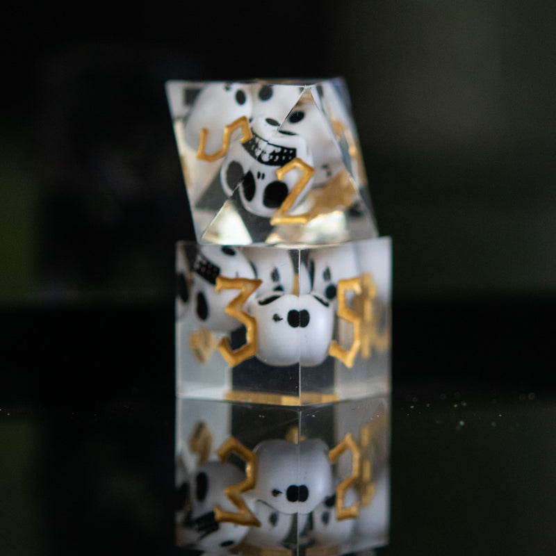 Load image into Gallery viewer, Corpse Gold Sharp-Edged Resin Dice Set
